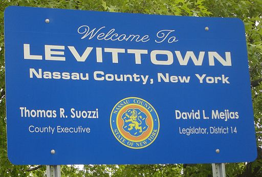 Sign reading, "Welcome To Levittown Nassau County, New York"